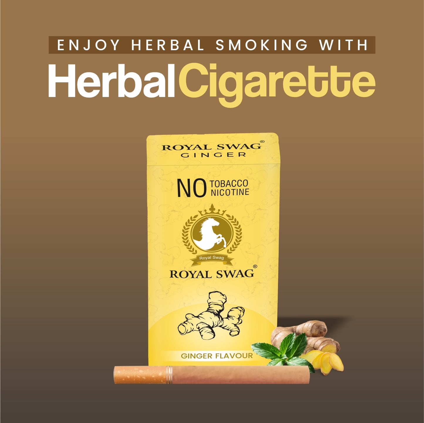Natural Herbal Cigarettes Ginger Flavour (10 Sticks) 100% Tobacco-Free and Nicotine