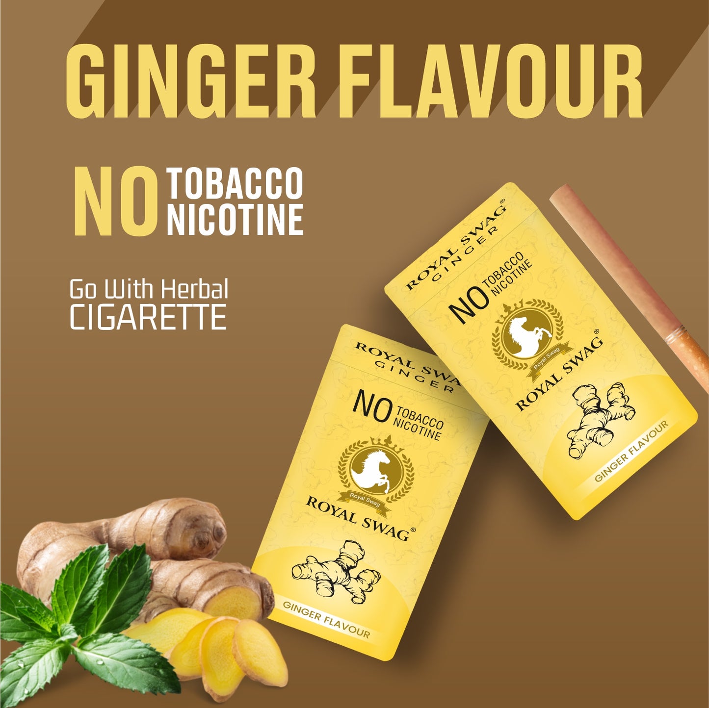 Natural Herbal Cigarettes Ginger Flavour (10 Sticks) 100% Tobacco-Free and Nicotine