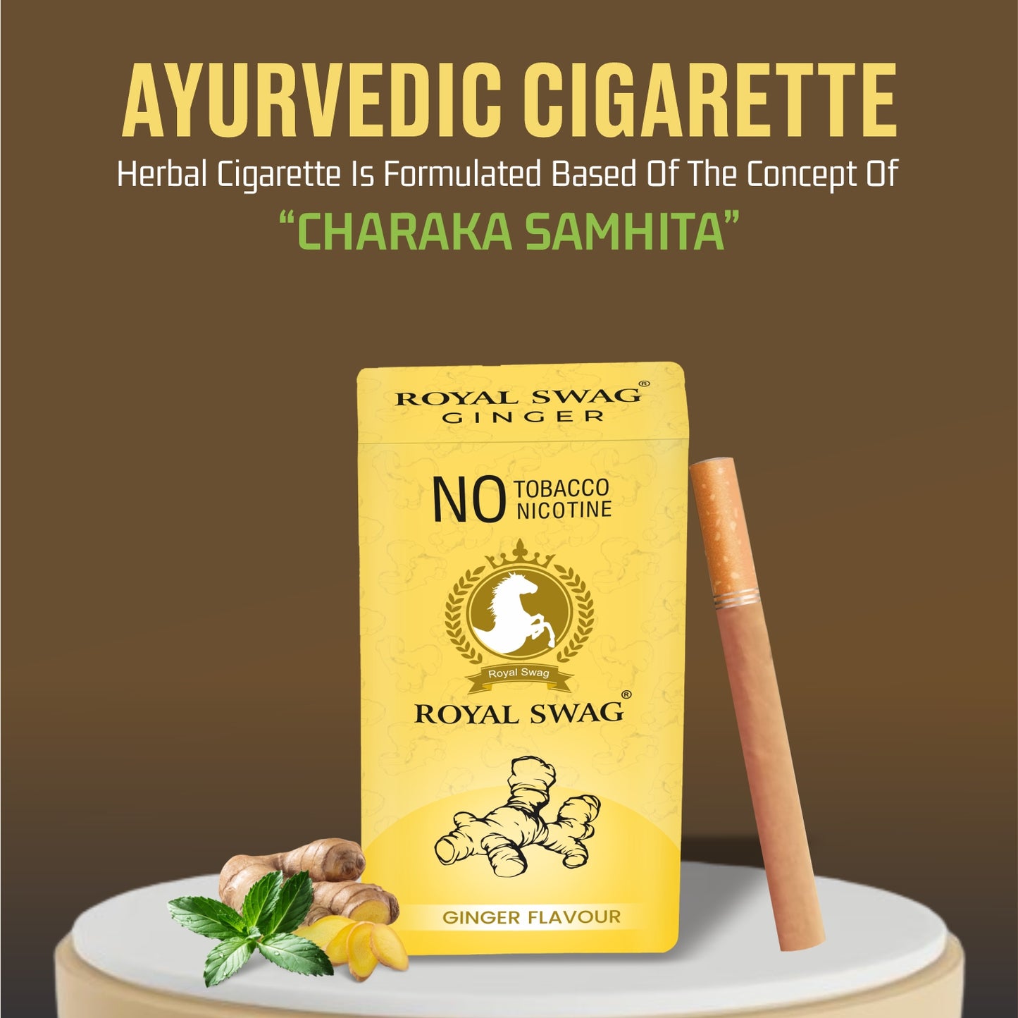 Natural Herbal Cigarettes Ginger Flavour (10 Sticks) 100% Tobacco-Free and Nicotine