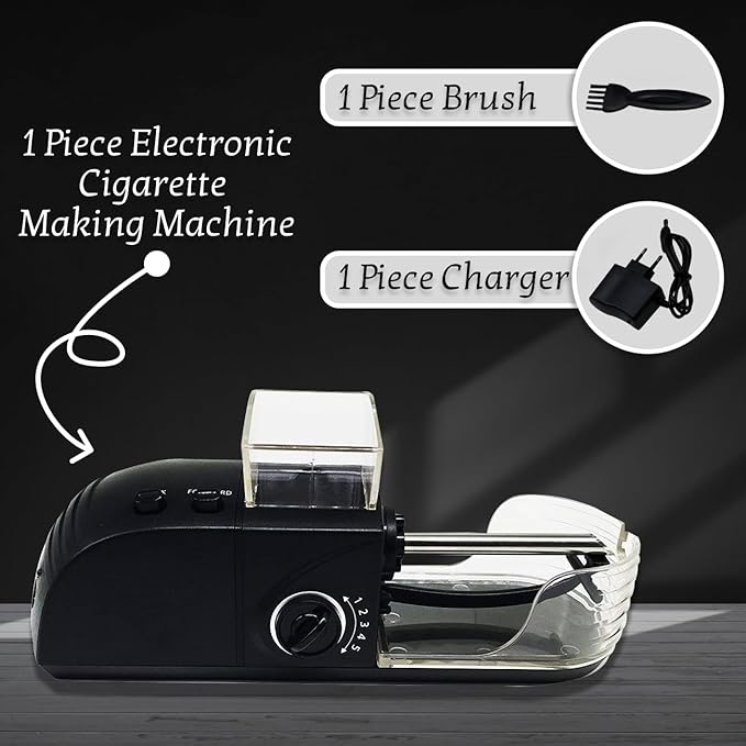 Electric Automatic Cigarette Rolling Machine(BLACK) | Cigarette Maker Cigarette Rolling Machine -Roller Injector For Tobacco & Tubes | Empty Cigarette Tube Filling Machine theroyalswag