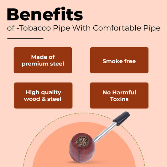 Wooden Smoking Pipe With Steel Finished Handle