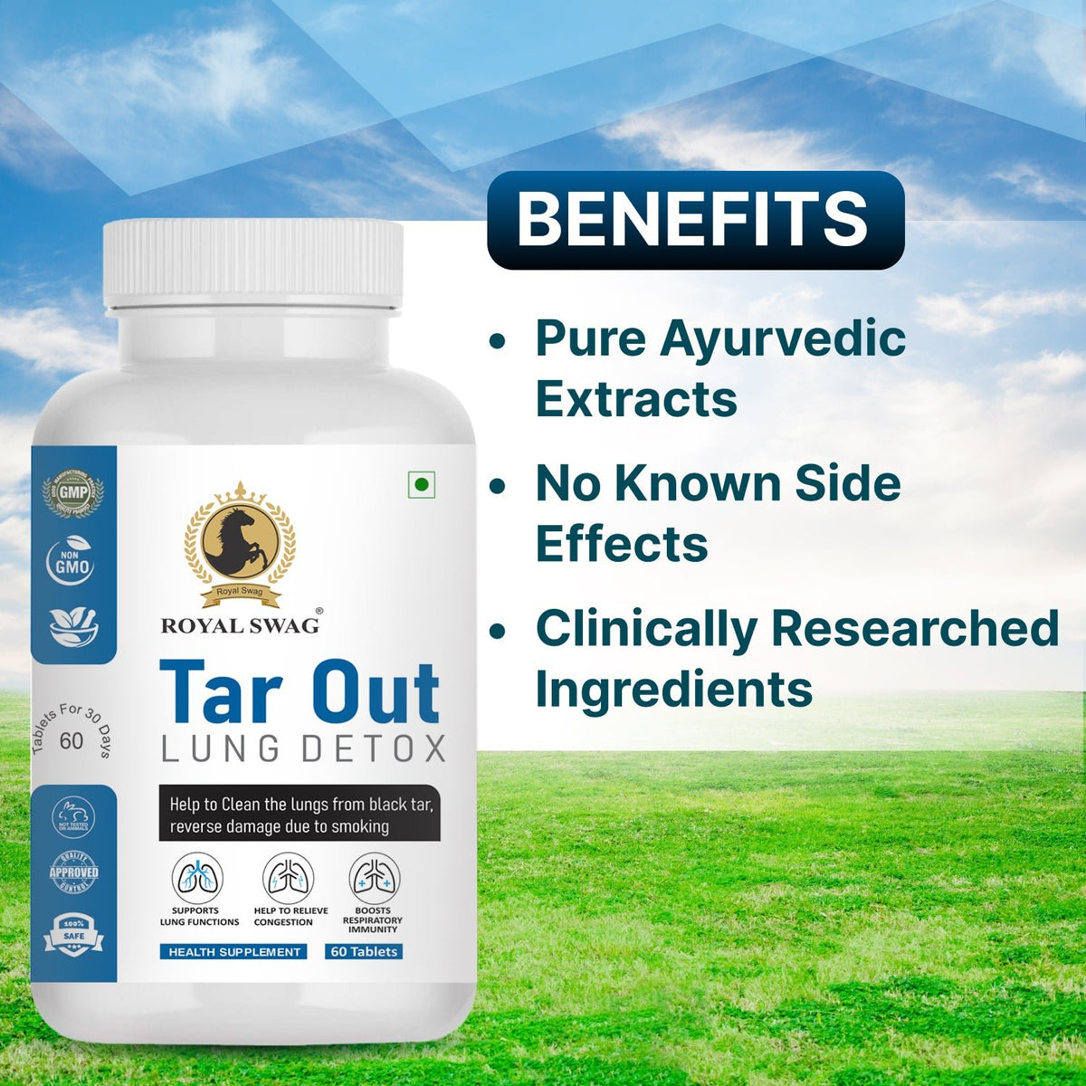 Tar Out Lung Cleanse and Detox Tablet 60 Pcs Pack theroyalswag