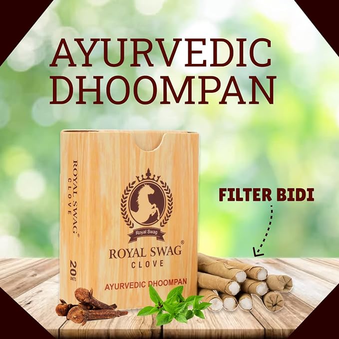 Ayurvedic & Herbal Long Filtered Bidi Smoke, (Pack of 10 X 20 Bidi Sticks Per Pack) Stop Nicotine Craving Tobacco Free Dhoompan Helps in Quit Smoking - (200 Sticks) theroyalswag
