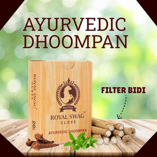 Ayurvedic & Herbal Long Filtered Bidi Smoke, (Pack of 10 X 20 Bidi Sticks Per Pack) Stop Nicotine Craving Tobacco Free Dhoompan Helps in Quit Smoking - (200 Sticks) theroyalswag