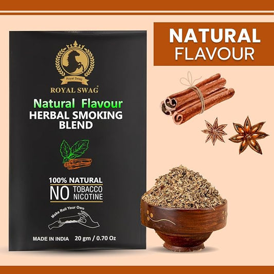 100% Tobacco Free & Nicotine Free Ayurvedic Herbal Smoking Mixture Blend 20 gram - Natural Flavor | Perfect for RYO Make Your Own Roll theroyalswag