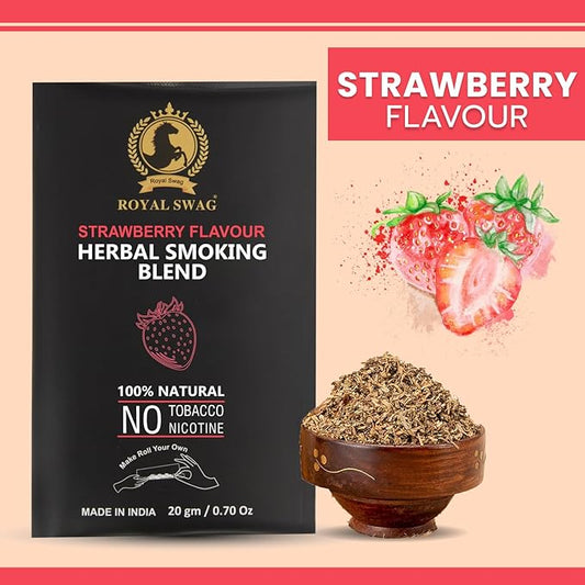 100% Tobacco Free & Nicotine Free Ayurvedic Herbal Smoking Mixture Blend 20 gram - Strawberry Flavor | Perfect for RYO Make Your Own Roll theroyalswag