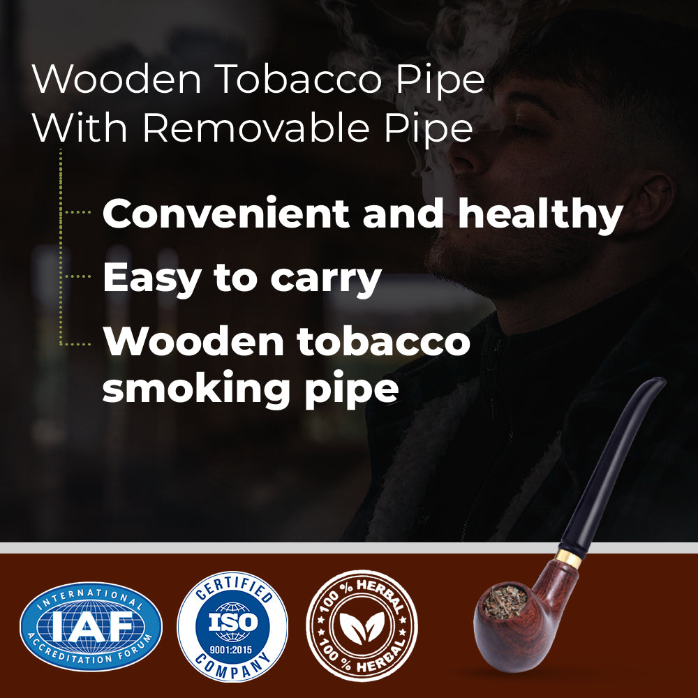 Wooden Smoking Pipe With Black Handle