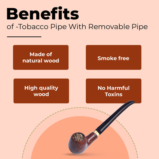 Wooden Smoking Pipe With Black Handle