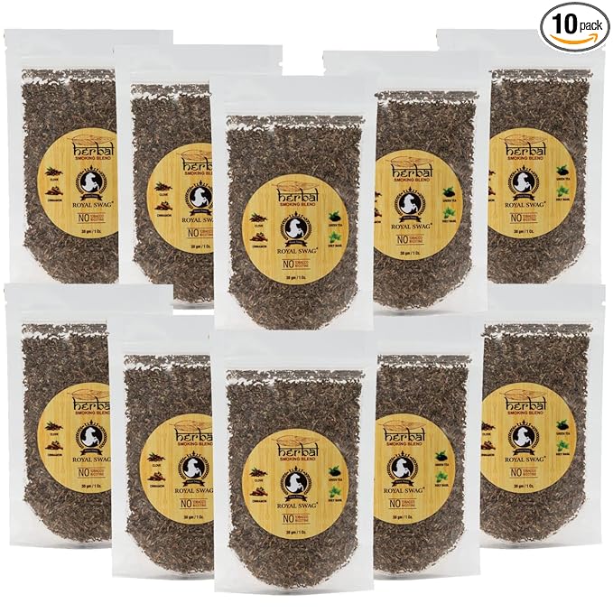 100% Natural Ayurvedic Herbal Smoking Organic Mix | Tobacco & Nicotine Free Mixture Blend Pack of 10 (30g x 10 Pc = 300 Grams) theroyalswag