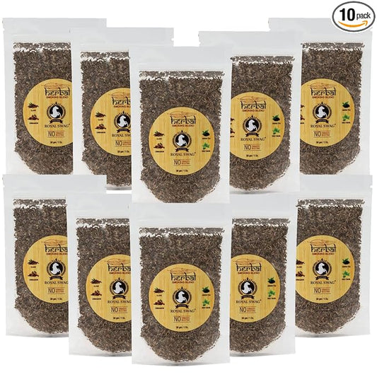 100% Natural Ayurvedic Herbal Smoking Organic Mix | Tobacco & Nicotine Free Mixture Blend Pack of 10 (30g x 10 Pc = 300 Grams) theroyalswag