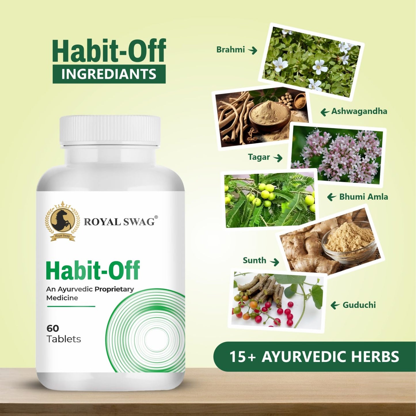 ROYAL SWAG Ayurvedic & Natural Habit Off Tablets for Quit Smoking Tablets (60 Count) 100% Nicotine Free and Tobacco Free For De Addiction | All Natural Ingredients