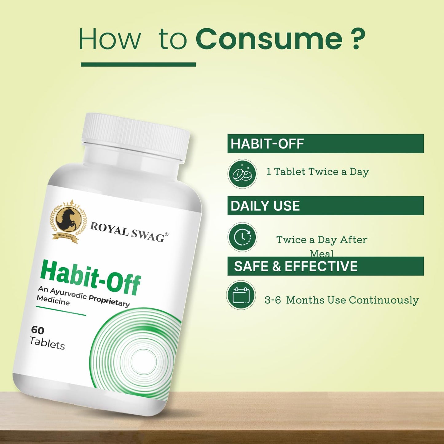ROYAL SWAG Ayurvedic & Natural Habit Off Tablets for Quit Smoking Tablets (60 Count) 100% Nicotine Free and Tobacco Free For De Addiction | All Natural Ingredients