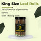 Royal Swag 100 MM King Size Leaf Rolls Ready to Use Cones Jar Of 50 Pcs Pack with 1 filling stick