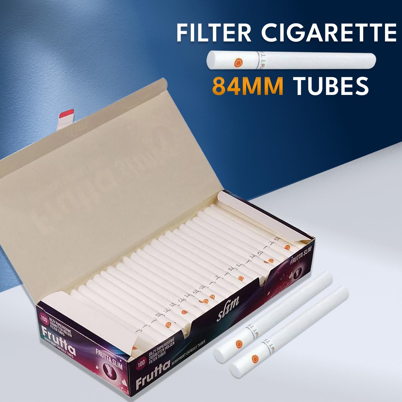 FRUTTA Capsule Tube Click Filtertubes Long Size Full 20 mm Filter Cigarette Tubes - 100 Tubes Per Box