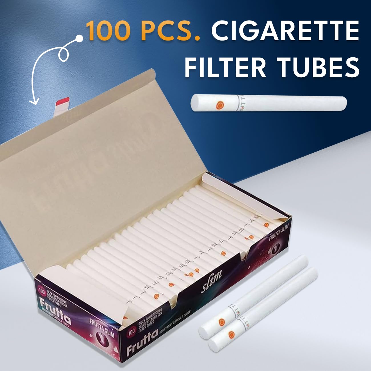 FRUTTA Capsule Tube Click Filtertubes Long Size Full 20 mm Filter Cigarette Tubes - 100 Tubes Per Box