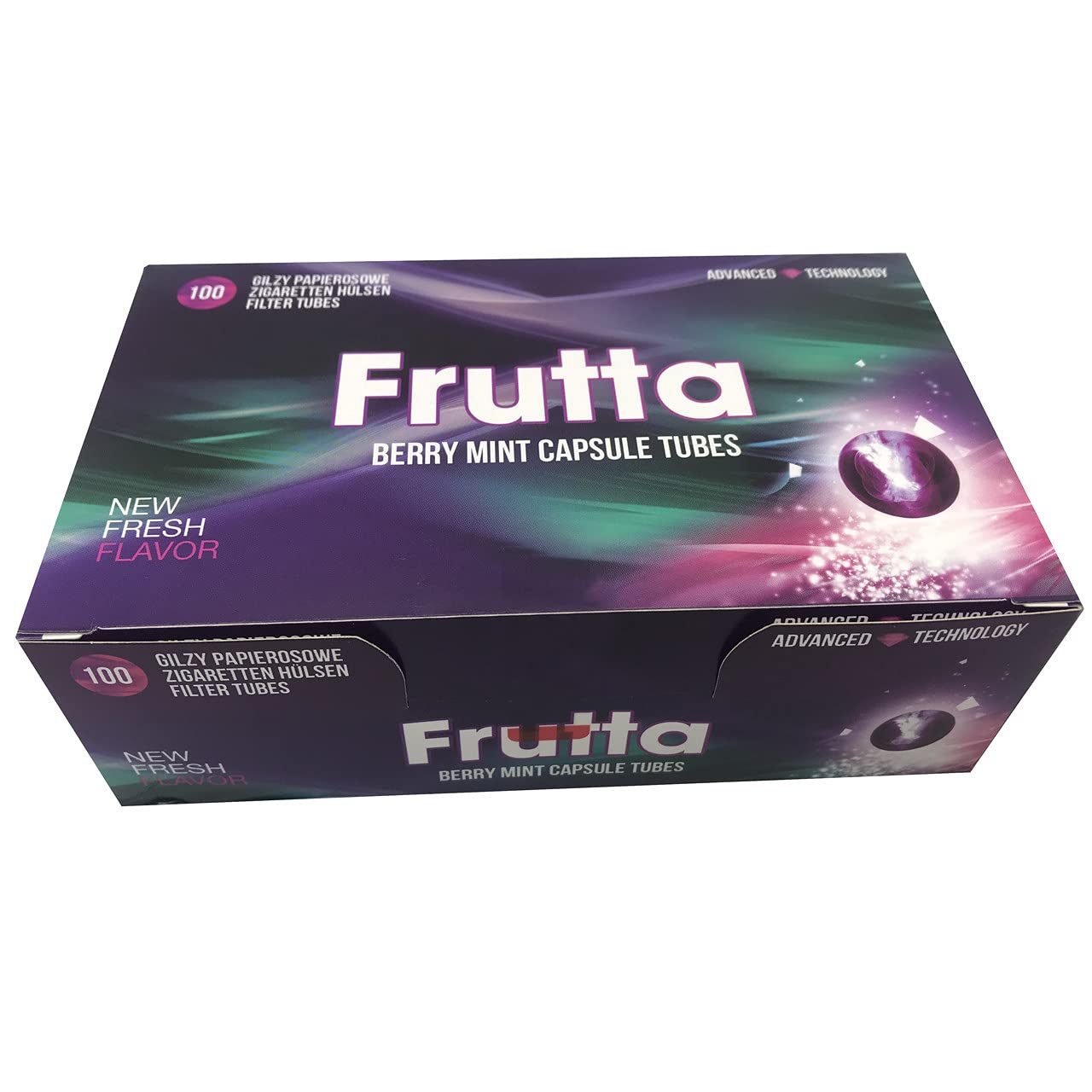 FRUTTA Capsule Tube Click Filtertubes Long Size Full 20 mm Filter Cigarette Tubes - 100 Tubes Per Box