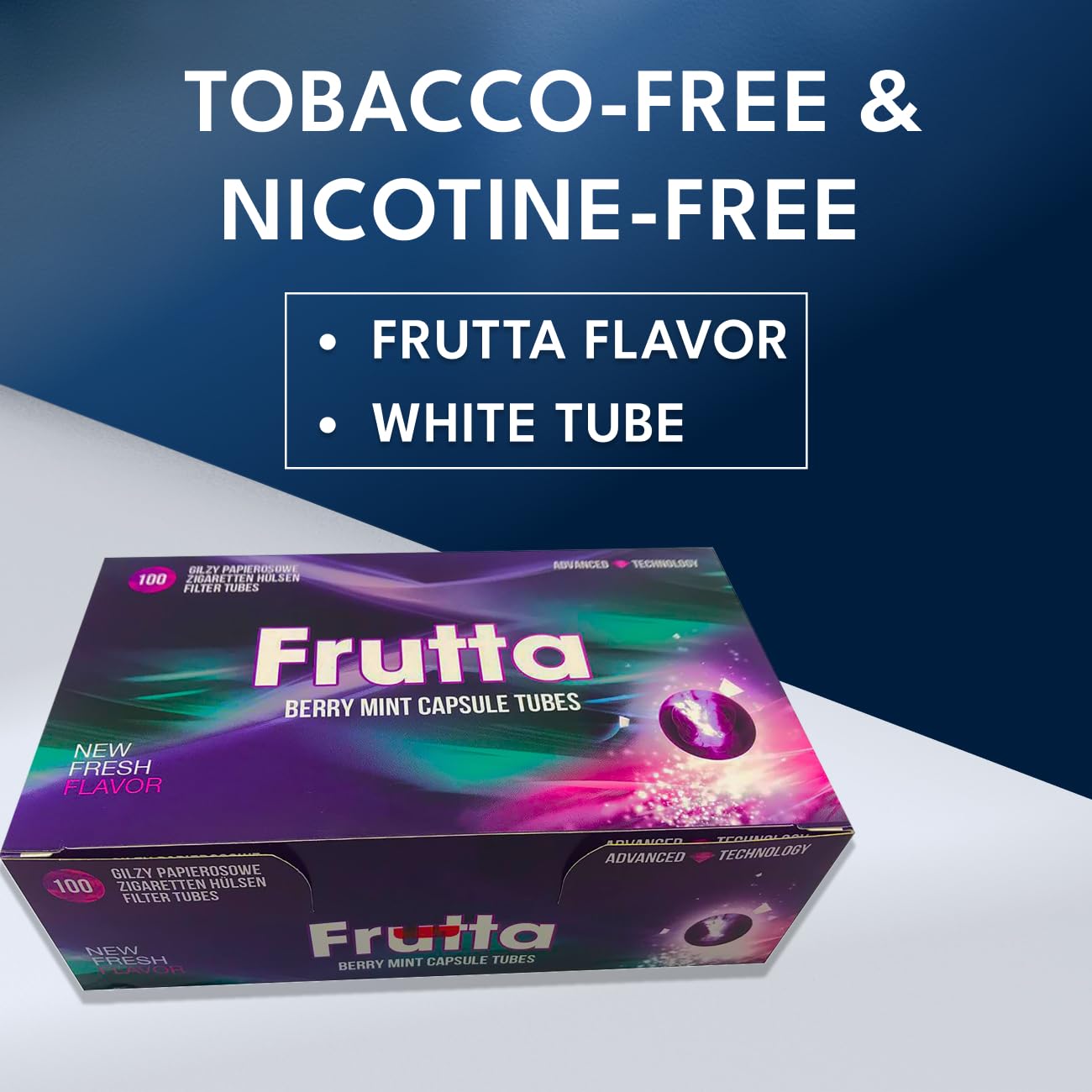 FRUTTA Capsule Tube Click Filtertubes Long Size Full 20 mm Filter Cigarette Tubes - 100 Tubes Per Box