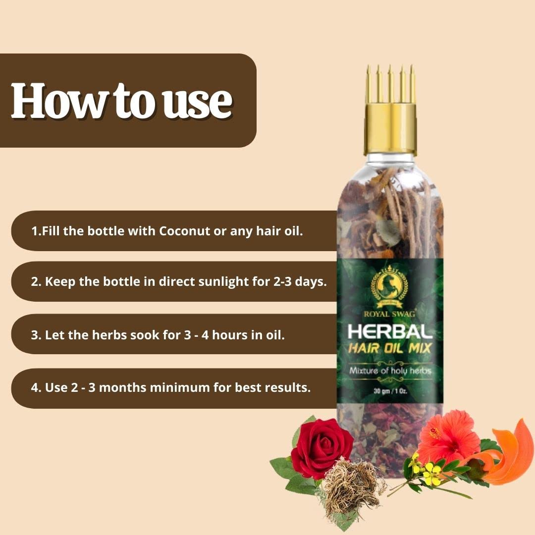 Herbal Jadibuti Mix Bottle For Hair Oil Infusion 10 gram | Make Your Own Diy Home Remedy For Strong, Long and Lustrous Hair (No Oil Included)
