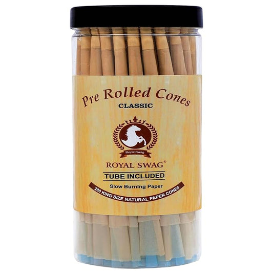 Pre Rolled Cones Classic King Size Rolling Papers with Filter Tips - 110 MM Long Cones 200 Count Ready to Use Cones