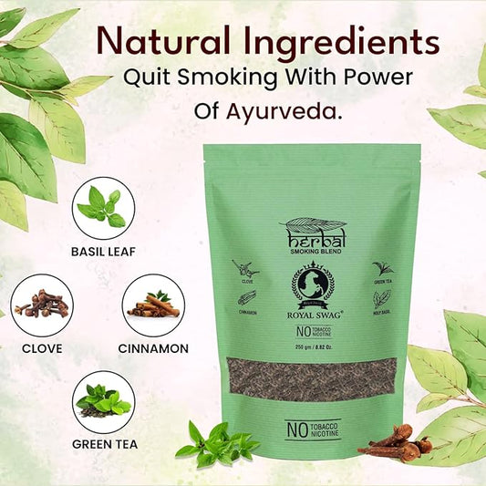 Ayurvedic Herbal Smoke 100% Tobacco-Free, 100% Nicotine-Free Natural Herbal Smoking Blend Clove Mix (250 Gram) With 1 Wooden Pipe(Antique) | RYO Mix - Roll Your Own | Smoking Cessation