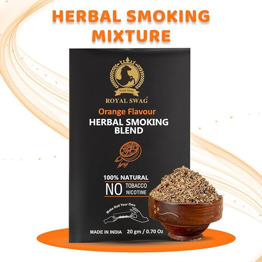 100% Tobacco Free & Nicotine Free Ayurvedic Herbal Smoking Mixture Blend 20 gram - Orange Flavor | Perfect for RYO Make Your Own Roll
