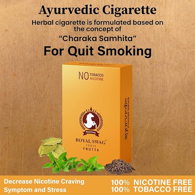 Ayurvedic & Herbal Cigarette, Frutta Flavour Smoke Tobacco Free Cigarettes Helps in Quit Smoking - (100 Sticks + 1 Shot)