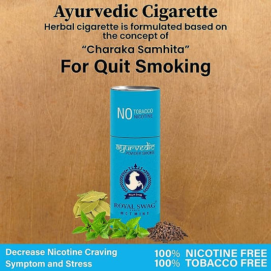 Ayurvedic & Herbal Cigarette, Mint Flavour Smoke Tobacco Free Cigarettes Helps in Quit Smoking - (50 Sticks)