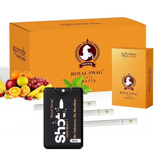 Ayurvedic & Herbal Cigarette, Frutta Flavour Smoke Tobacco Free Cigarettes Helps in Quit Smoking - (100 Sticks + 1 Shot)