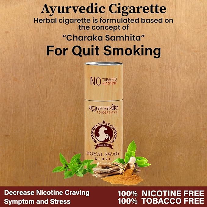 Ayurvedic & Herbal Cigarette, Clove Flavour Smoke Tobacco Free Cigarettes Helps in Quit Smoking - (50 Sticks)