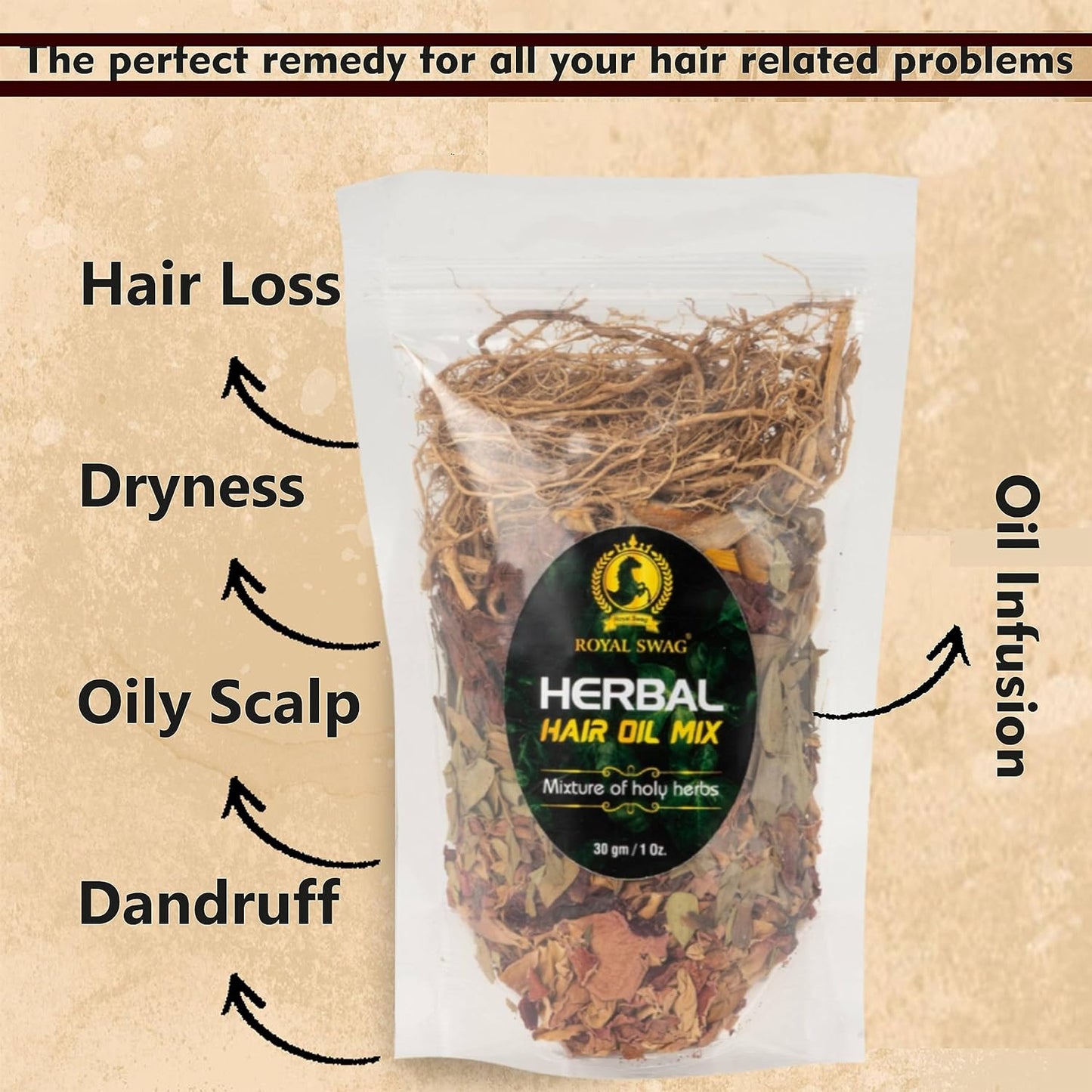 Ayurvedic Herbal Hair Oil Mix 30g pack Jadibooti Mix Dry for Healthy Hair Growth Packed with Goodeness of Ayurvedic Natural Dried Herbs For Oil Infusion |Made In India