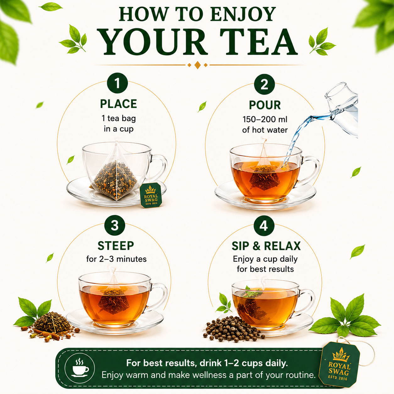 Royal Swag Lung Cleanse Herbal Tea | Herbal Respiratory Support Tea | 20 Tea Bags