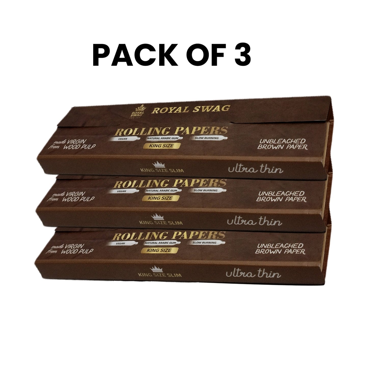ROYAL SWAG Rolling Paper with Tips | 33 Leaves + 33 Roaches | 110mm Natural Unrefined Ultra Thin Smooth Slow Burning Natural Rolling Papers Pack (Pack of 1)
