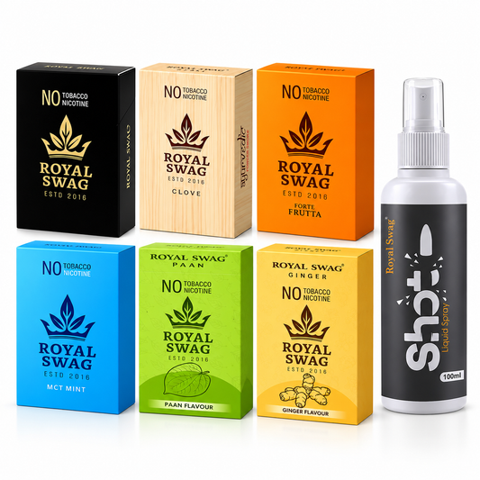 Royal Swag 6 Flavour Cigarette Combo with Big Shot Liquid Spray 100ml