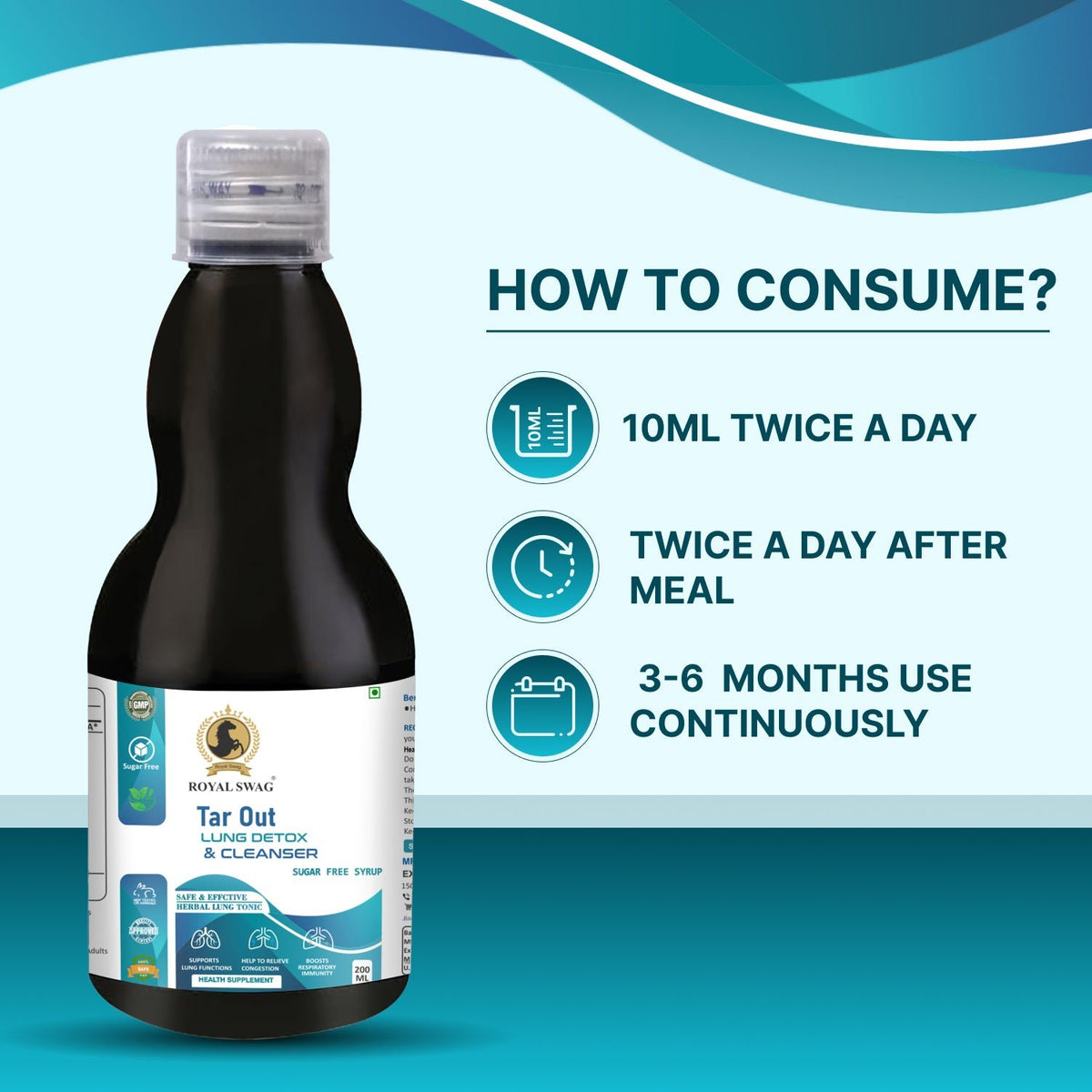 Ayurveda Tar Out Syrup Lungs Detox - Sugar Free - 200 ML theroyalswag