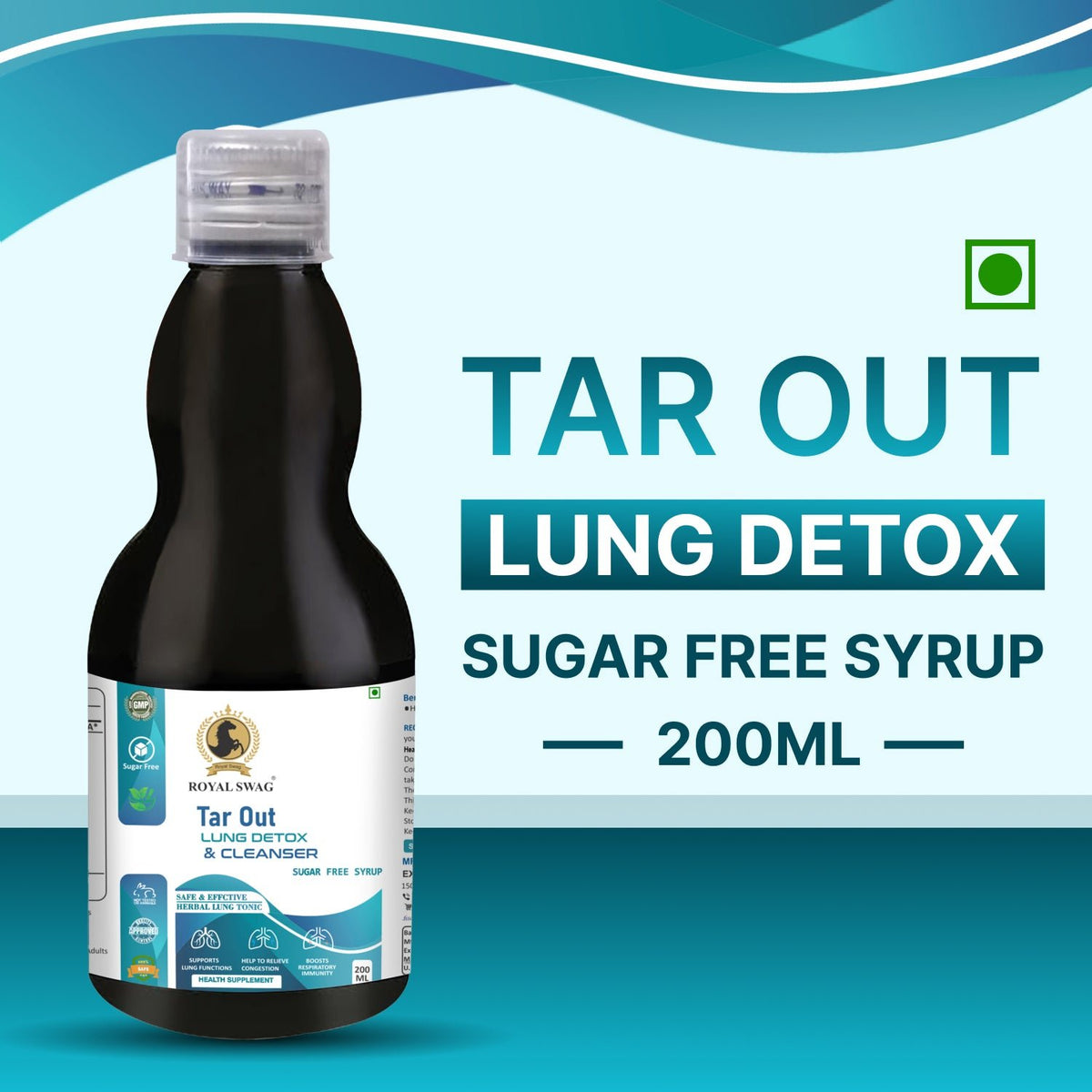 Ayurveda Tar Out Syrup Lungs Detox - Sugar Free - 200 ML theroyalswag