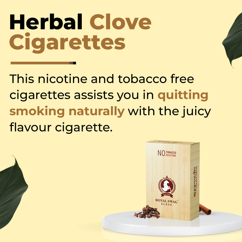 ROYAL SWAG Ayurvedic & Herbal Cigarette, Clove  Flavor Smoke 20 Sticks Packet