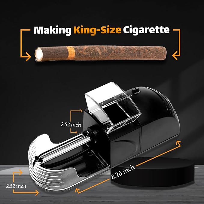 Electric Automatic Cigarette Rolling Machine(BLACK) | Cigarette Maker Cigarette Rolling Machine -Roller Injector For Tobacco & Tubes | Empty Cigarette Tube Filling Machine theroyalswag