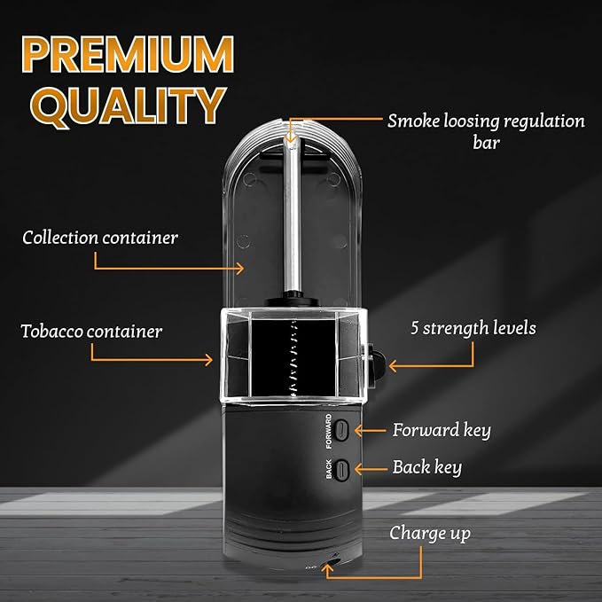 Electric Automatic Cigarette Rolling Machine(BLACK) | Cigarette Maker Cigarette Rolling Machine -Roller Injector For Tobacco & Tubes | Empty Cigarette Tube Filling Machine theroyalswag