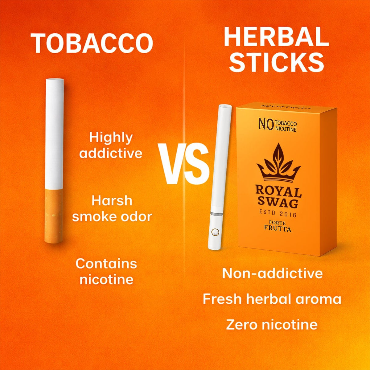 Royal Swag Flavored Herbal Cigarette Combo Pack (Frutta, Clove, Mint - Each 10 Stick, Shot-1) theroyalswag