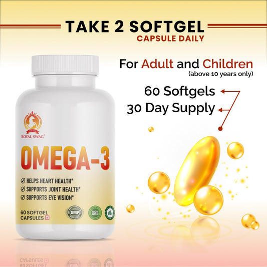 Omega 3 Fish Oil Tablets - High Potency - 60 Pcs pack theroyalswag