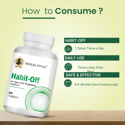 ROYAL SWAG Ayurvedic & Natural Habit Off Tablets for Quit Smoking Tablets (60 Count) 100% Nicotine Free and Tobacco Free For De Addiction | All Natural Ingredients theroyalswag