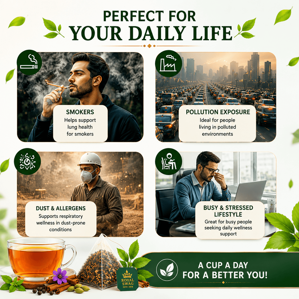 Royal Swag Lung Cleanse Herbal Tea | Herbal Respiratory Support Tea | 20 Tea Bags theroyalswag