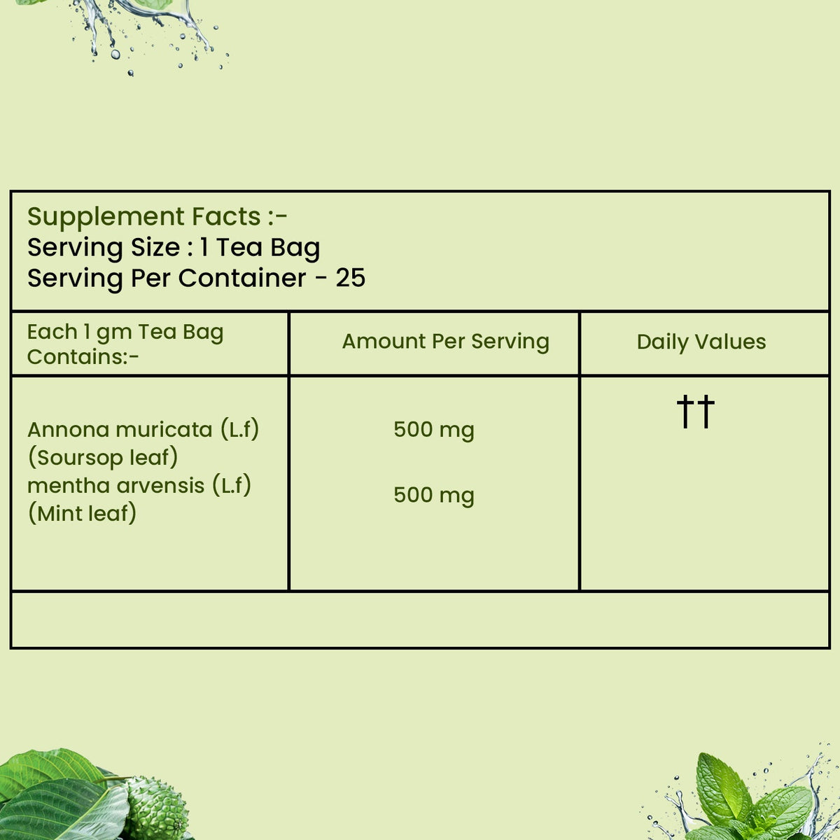 Royal Swag Soursop Mint Herbal Tea – 25 Tea Bags | Natural, Caffeine-Free, Immune-Boosting Infusion theroyalswag