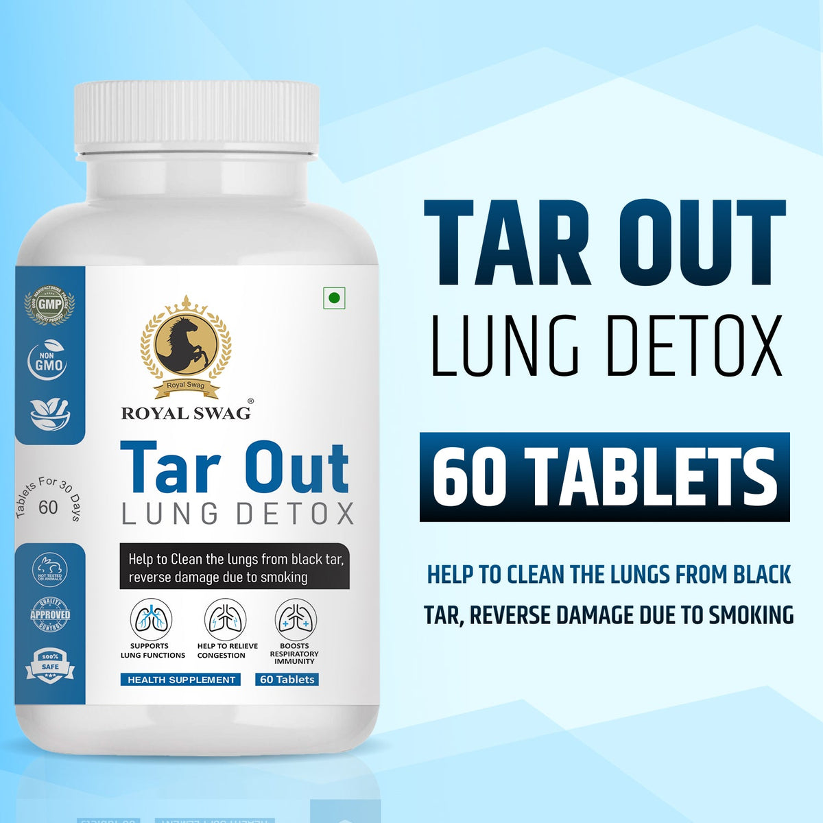 Tar Out Lung Cleanse and Detox Tablet 60 Pcs Pack theroyalswag