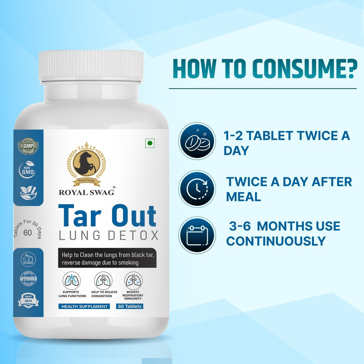 Tar Out Lung Cleanse and Detox Tablet 60 Pcs Pack theroyalswag