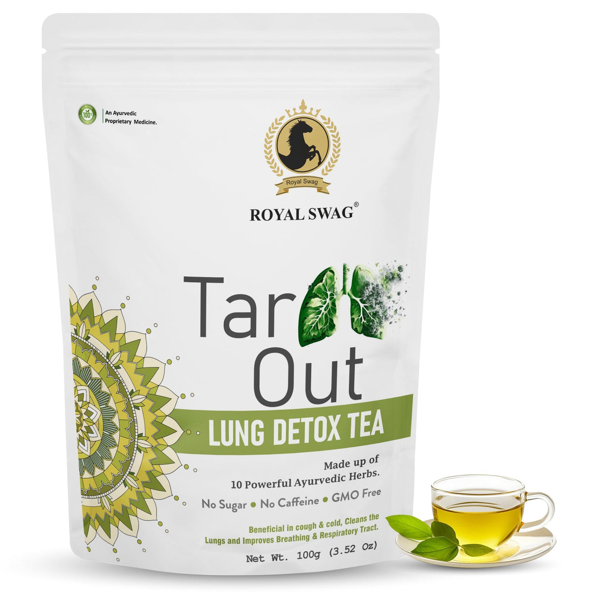 Tar Out Lung Detox Tea 100 gm with the Power of Ayurveda Herbs theroyalswag