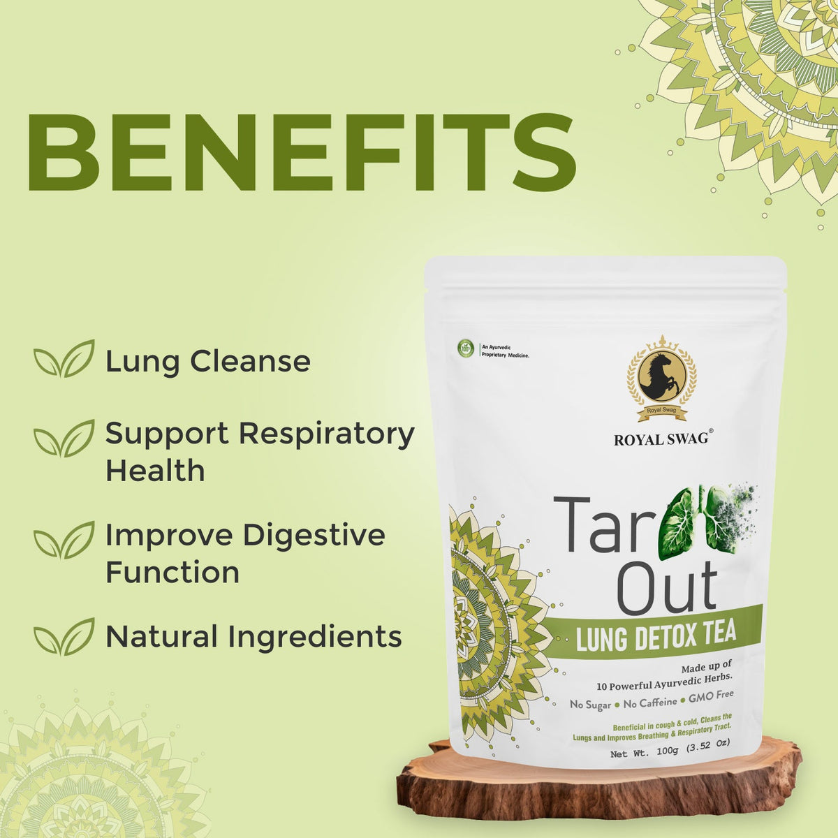 Tar Out Lung Detox Tea 100 gm with the Power of Ayurveda Herbs theroyalswag