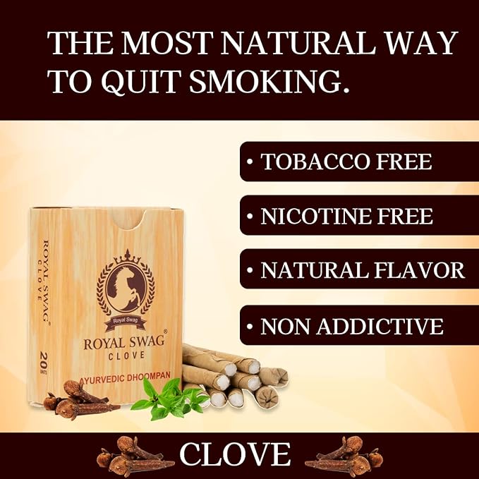 Ayurvedic & Herbal Long Filtered Bidi Smoke, (Pack of 20 X 20 Bidi Sticks Per Pack) Stop Nicotine Craving Tobacco Free Dhoompan Helps in Quit Smoking - (400 Sticks) theroyalswag