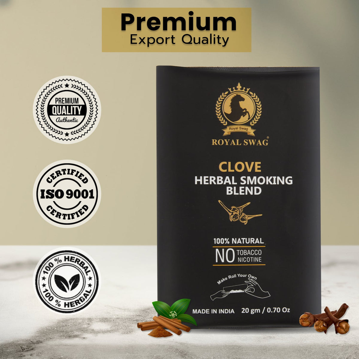 100% Tobacco & Nicotine Free Smoking Mixture Blend (20 gram) Clove Flavour theroyalswag