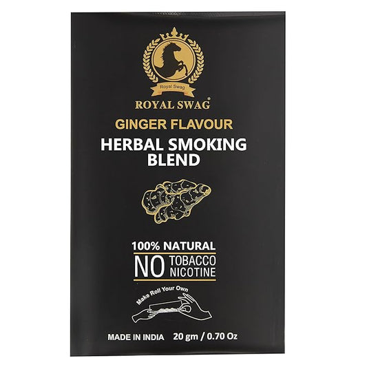 100% Tobacco Free & Nicotine Free Ayurvedic Herbal Smoking Mixture Blend 20 gram - Ginger Flavor | Perfect for RYO Make Your Own Roll theroyalswag